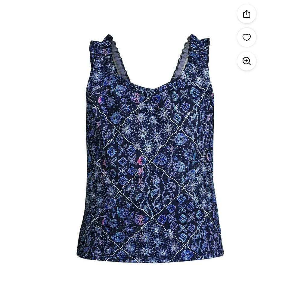 LANDS' END~NEW~Blue Tropical Ocean Tankini Swim Top~Girl's Size 6/7 Small ~NWT~